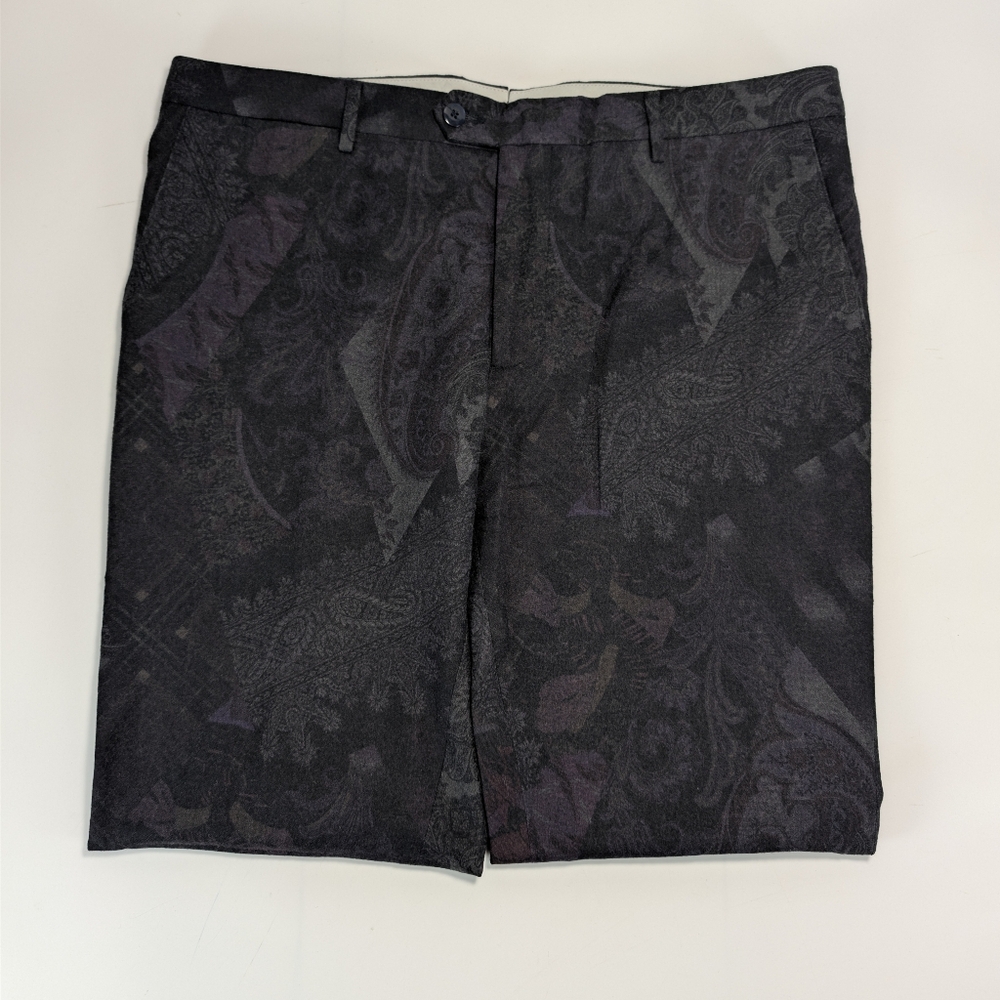 Etro Milano Wool Blend Paisley Print Dress Pants - Made In Italy